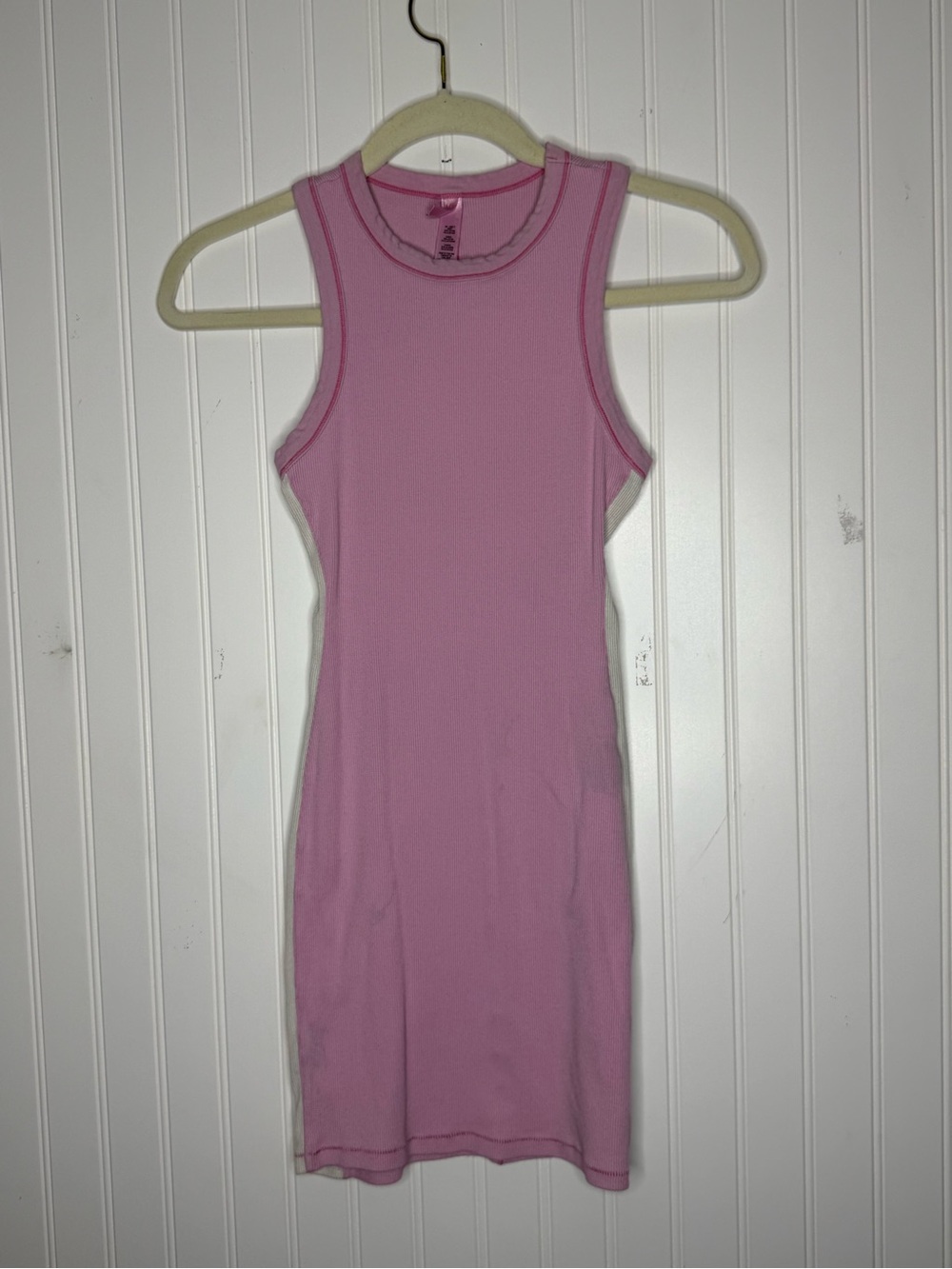 Skims Women's Pink Cotton Rib Slim-fit Stretch-cotton Mini Dress Size Small